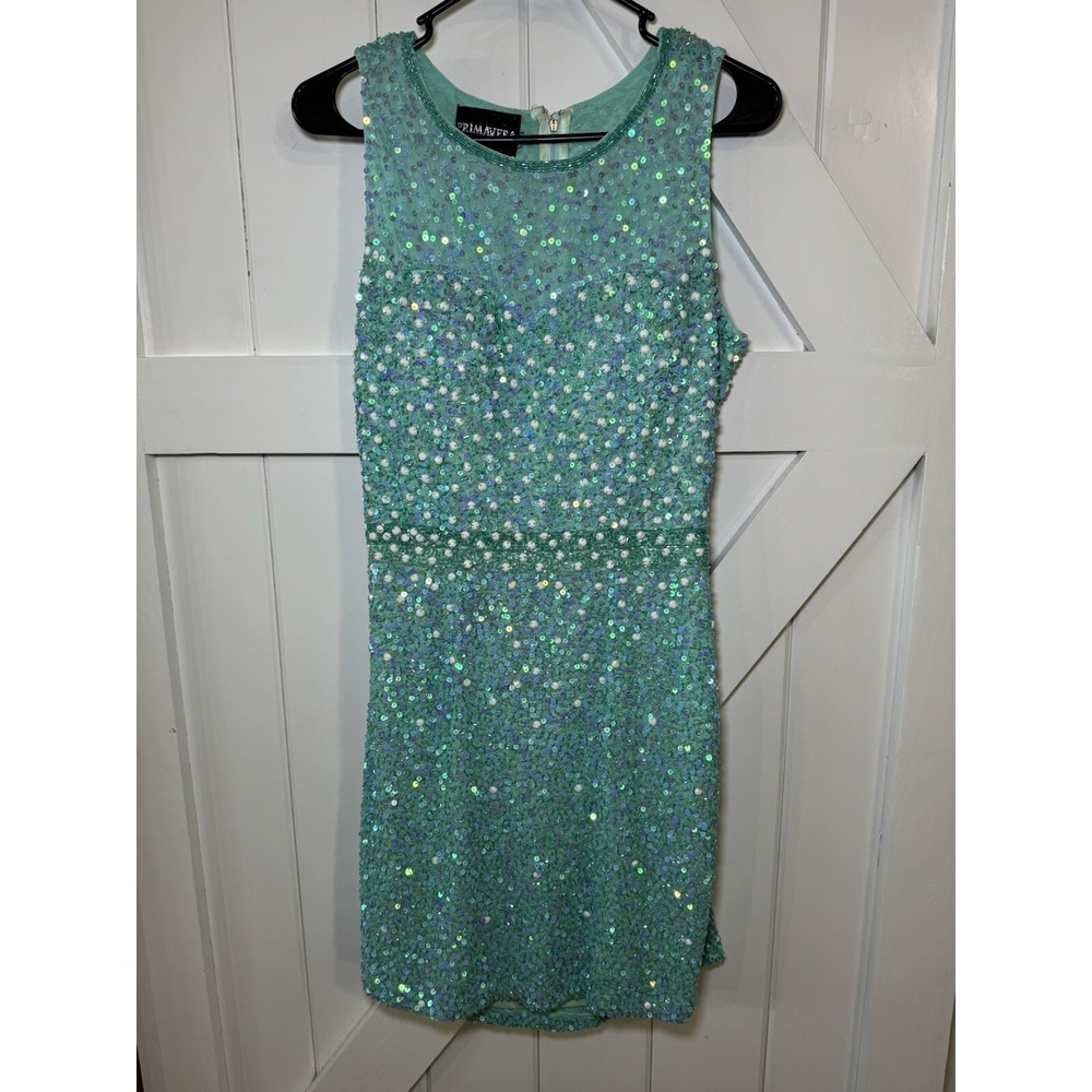 NEW YEARS COCKTAIL PROM DRESS SPARKLE BLUE PRIMAVERA See Measurements For Size‎